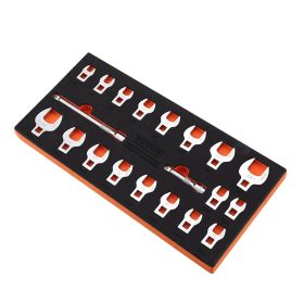 VEVOR Crowfoot Wrench Set, 3/8" Drive 20-Piece Crows Foot Wrench Set with 2 Extension Bars and EVA Tool Organizer